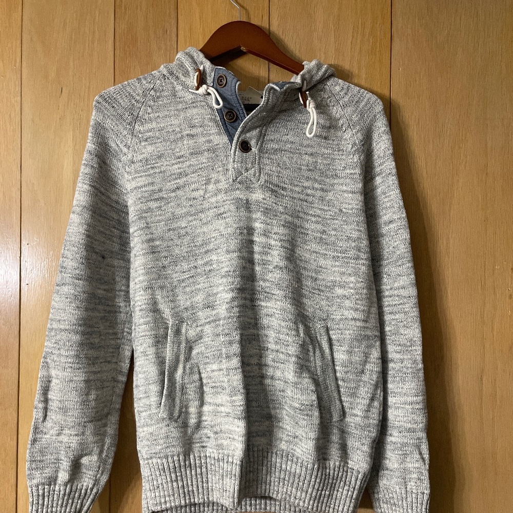 Hooded henley sweater